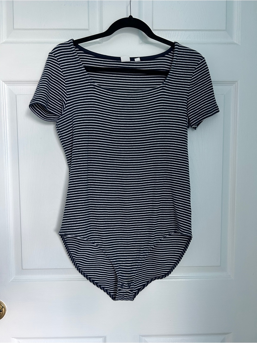 GAP Navy and White Striped Short-Sleeve Bodysuit
